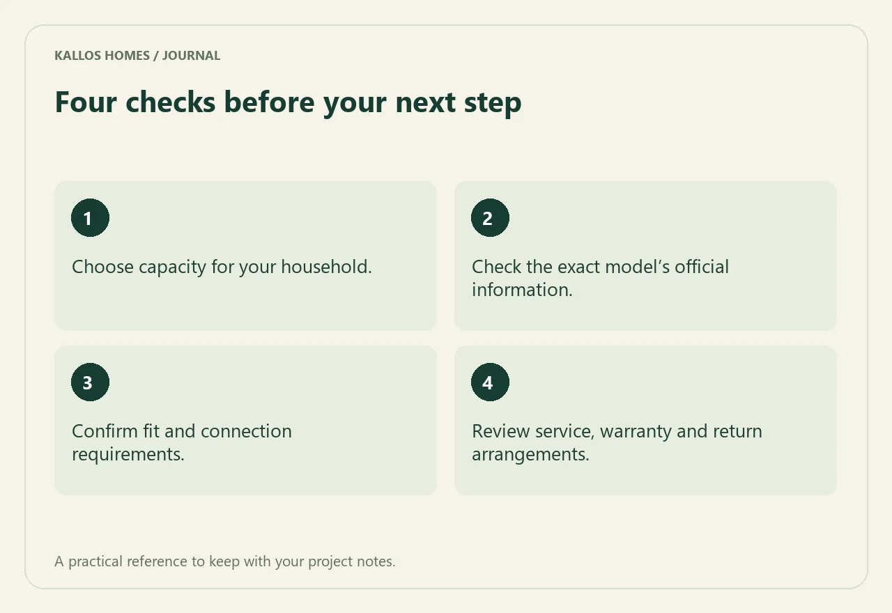 Buying appliances: read beyond the energy letter Visual summary of the four checklist points above.