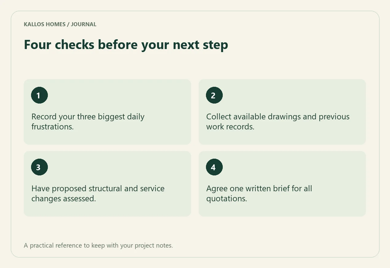 Renovating an Athens apartment: where to begin Visual summary of the four checklist points above.