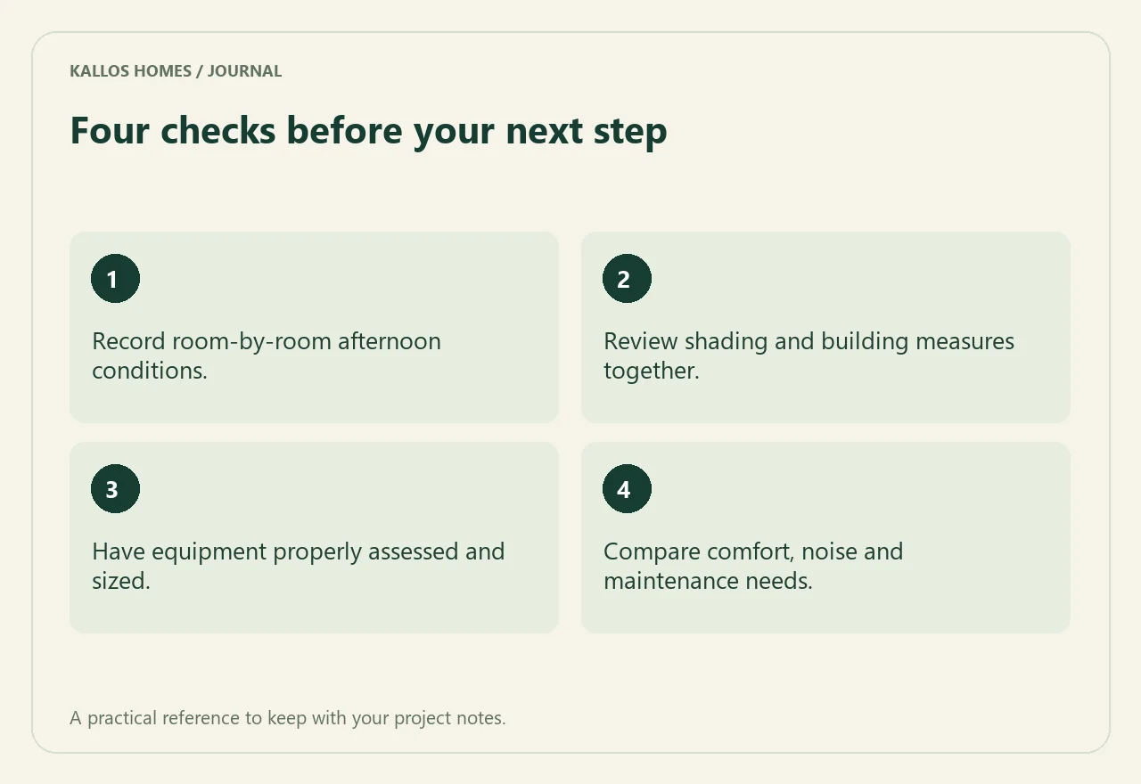 A cooler Athens apartment starts before the air conditioner Visual summary of the four checklist points above.