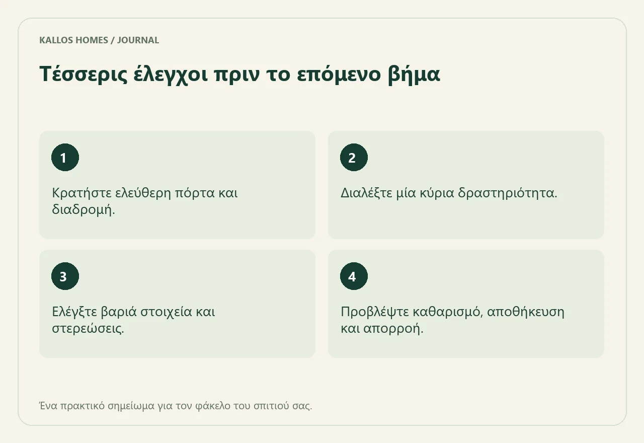 Μικρό ελληνικό μπαλκόνι με πραγματική χρησιμότητα Οπτική σύνοψη των τεσσάρων σημείων του παραπάνω καταλόγου.